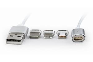 Кабель Cablexpert USB 2.0 - Lightning/Micro/Type-C USB, 1м Серебристый (CC-USB2-AMLM31-1M)