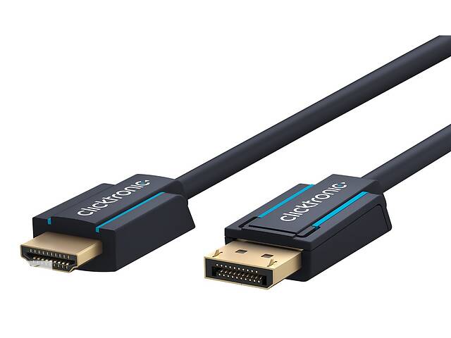 Кабель ClickTronic DisplayPort-HDMI M/M 3.0m v1.2 4K@60Hz D=7.3mm Casual OFC Синий (75.04.4925)