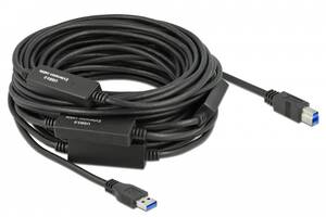 Кабель Delock USB3.0 A-B M/M 20.0m Active v3.2Gen1 AWG24+28 D=5.5mm Черный (70.08.5382)