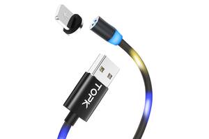 Кабель магнитный Topk Z-line Llightning для зарядки светящийся LED USB 1m Black (3872-10791)