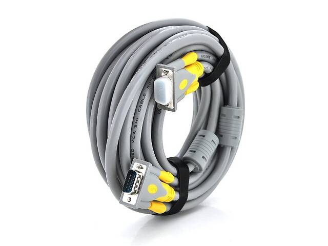 Кабель Merlion (YT-VGA(M)/(M)3+6GR-30m/16192) VGA-VGA, 30м, Gray-Yellow, пакет