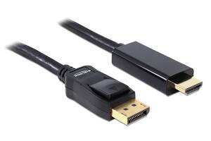 Кабель монітора-адаптер Delock DisplayPort-HDMI M/M (HDMIекран) 1.0m v1.1 1080p DP++ 3xShielded Pas чорний (70.08.2586)