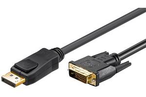 Кабель монітора-адаптер Goobay DisplayPort-DVI M/M (DVI-екран) 1.0m v1.2 4K@30Hz 24+1 Gold Cu чорний (75.05.1960)