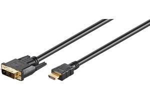 Кабель монітора-адаптер Goobay HDMI-DVI M/M 10.0m 18+1 D=7.0mm Gold чорний (75.05.1586)