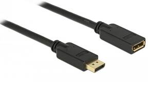 Кабель монітора-сигнальний Delock DisplayPort M/F 5.0m v1.2 4K@60Hz 19pin D=7.3mm Cu чорний (70.08.3812)