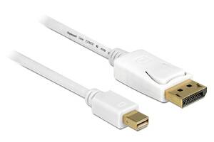 Кабель монітора-сигнальний Delock DisplayPort-mini M/M 5.0m v1.2 4K@60Hz D=6.0mm 19pin Cu білий (70.08.3484)