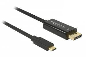 Кабель монітора-сигнальний Delock USB Type-C-DisplayPort M/M 2.0m (DP-alt-Mode) v1.2 4K@60Hz Gold чорний (70.08.5256)