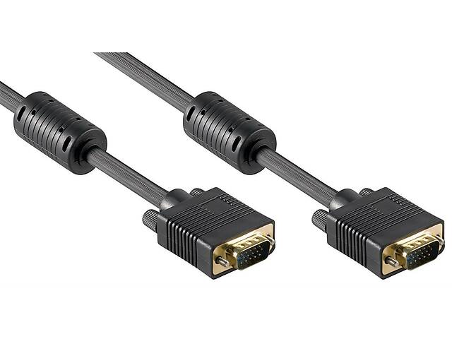 Кабель монітора-сигнальний Delock VGA HD15 M/M 10.0m D=8.0mm Ferrite Gold чорний (70.08.2560)