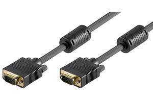 Кабель монітора-сигнальний Delock VGA HD15 M/M 15.0m D=8.0mm Ferrite Gold чорний (70.08.2561)