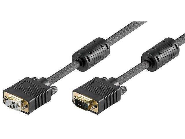 Кабель монітора-сигнальний Goobay VGA HD15 M/M 15.0m D=8.0mm Ferrite Gold чорний (75.06.8139)