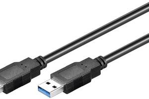 Кабель пристроїв Goobay USB3.0 A M/M 3.0m AWG28 3xShielded D=5.5mm Gold Cu чорний (75.09.5929)