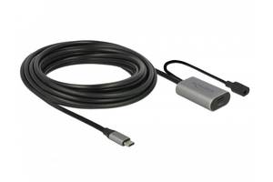Кабель пристроїв-подовжувач Delock USB Type-C M/F (Active) 5.0m (USB3.1) AWG22+28 D=4.6mm чорний (70.08.5392)