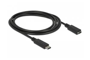 Кабель пристроїв-подовжувач Delock USB Type-C M/F (USB3.0) 1.5m 3A AWG24+32 чорний (70.08.5534)