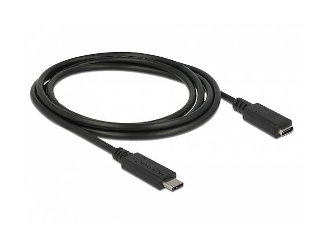 Кабель пристроїв-подовжувач Delock USB Type-C M/F (USB3.0) 1.5m 3A AWG24+32 чорний (70.08.5534)