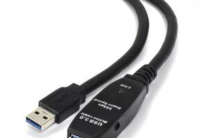 Кабель пристроїв-подовжувач Gutbay USB3.0 A M/F (Active) 5.0m AWG22+28 D=6.0mm (каскад 2x) чорний (78.01.2837)