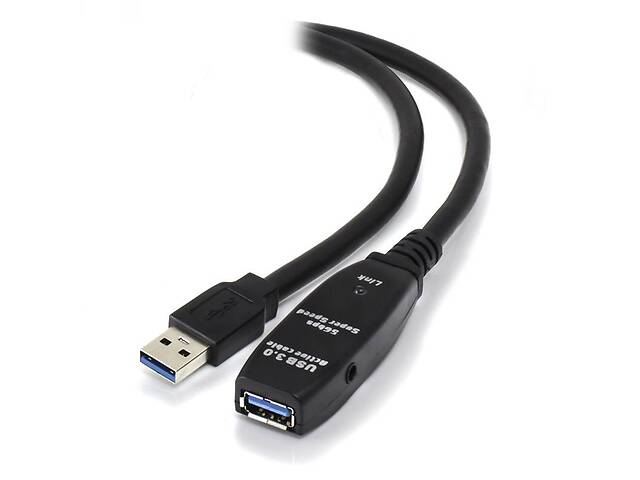 Кабель пристроїв-подовжувач Gutbay USB3.0 A M/F (Active) 5.0m AWG22+28 D=6.0mm (каскад 2x) чорний (78.01.2837)