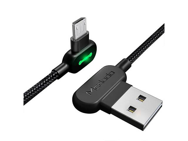 Кабель USB Micro USB Mcdodo с двусторонним USB разъемом LED индикацией 0.5 м Черный (10065)