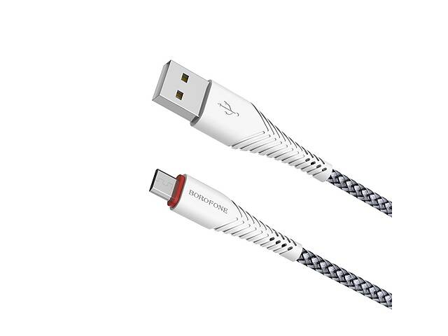 Кабель USB TO TYPE-C Borofone BX25 Powerful 3A,1M, Nylon, TPE Connectors, White