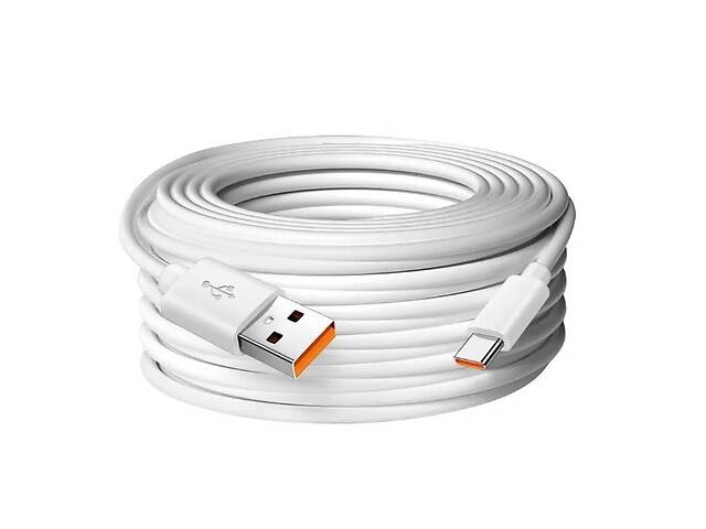 Кабель USB - Type-C 6A для зарядки и питания 5 м Белый (USB Type-C 5m) Digital