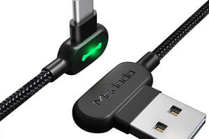 Кабель USB Type-C Mcdodo с двусторонним USB разъемом LED индикацией для зарядки и передачи данных (Черный, 1.8м)