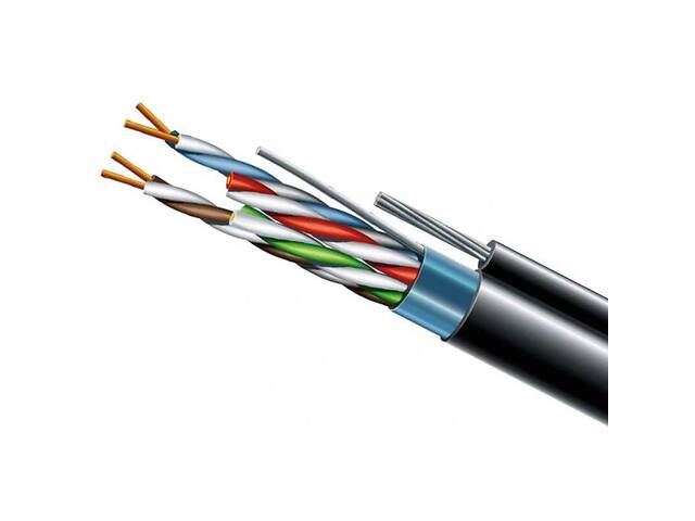 Кабель витая пара ЗЗЦМ FTP PE 4х2х0.5 24 AWG + S.M. cat.5e (FTP медь наружный с несущим тросом) бухта 500м