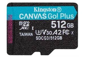 Карта памяти MicroSDXC 512GB UHS-I/U3 Class 10 Kingston Canvas Go! Plus R170/W90MB/s (SDCG3/512GBSP)