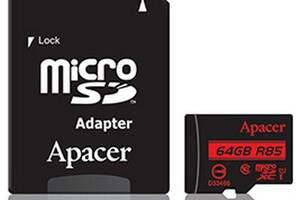 Карта памяти Apacer microSDXC UHS-I 85R 64GB сlass10 + SD адаптер