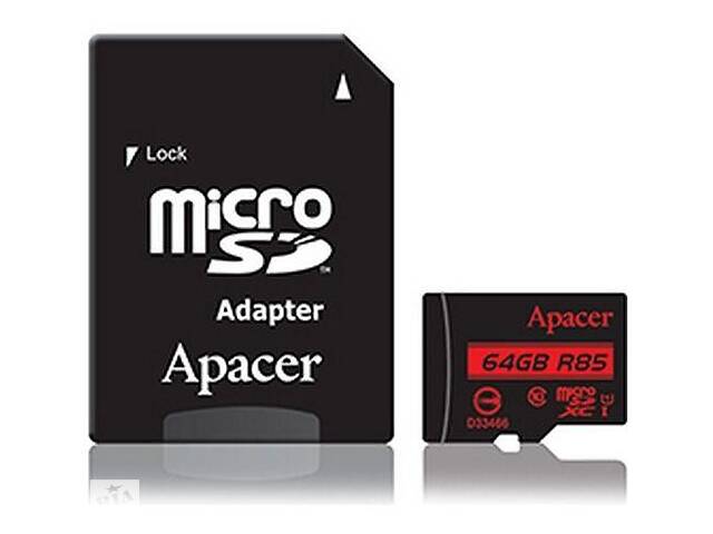 Карта памяти Apacer microSDXC UHS-I 85R 64GB сlass10 + SD адаптер