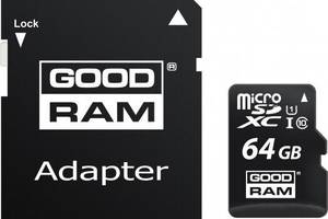 Карта памяти Goodram microSDXC 64GB UHS-I class 10 + адаптер Goodram microSDXC 64GB UHS-I class 10