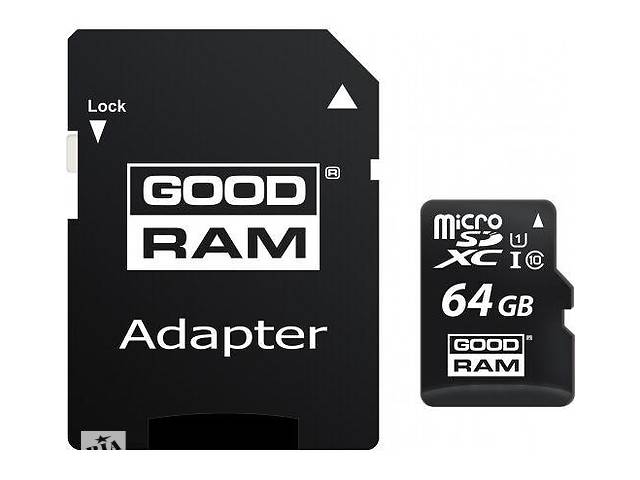 Карта памяти Goodram microSDXC 64GB UHS-I class 10 + адаптер Goodram microSDXC 64GB UHS-I class 10