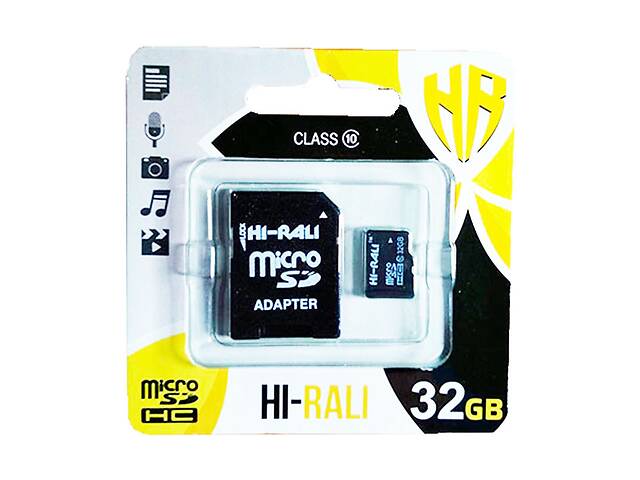 Карта пам'яті Hi-Rali microSDXC (UHS-3) 32 GB Card Class 10 з адаптером (Чорний) 1162913