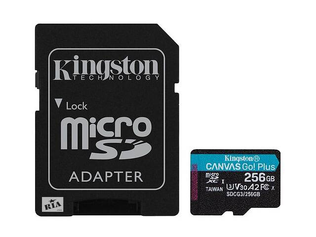 Карта памяти Kingston microSDXC 256GB Canvas Go+ U3 V30 (SDCG3/256GB) + Адаптер (6552771)