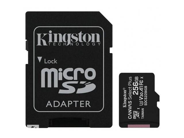 Карта памяти Kingston microSDXC 256GB Canvas Select Plus UHS-I/U3 + SD-адаптер (SDCS2/256GB) (Код товара:17657)