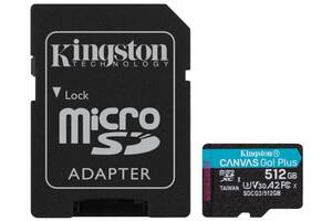 Карта памяти Kingston microSDXC 512GB Canvas Go+ U3 V30 (SDCG3/512GB) + Адаптер (6552772)
