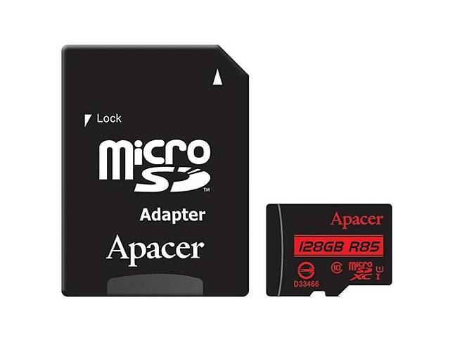 Карта памяти MicroSDHXC 128GB UHS-I Class 10 Apacer + SD adapter (AP128GMCSX10U5-R)