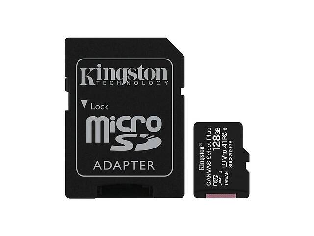 Карта памяти MicroSDXC 128GB UHS-I Class 10 Kingston Canvas Select Plus R100MB/s + SD-адаптер (SDCS2/128GB)