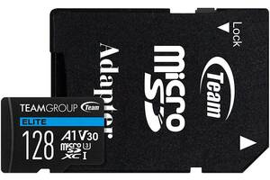 Карта памяти MicroSDXC 128GB UHS-I/U3 Class 10 Team Elite + SD-адаптер (TEAUSDX128GIV30A103)