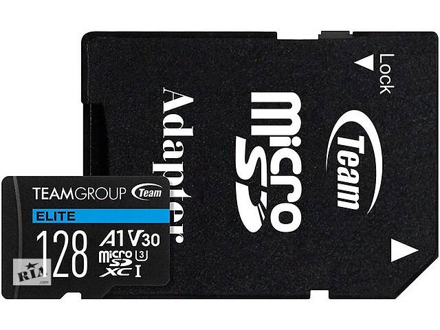 Карта памяти MicroSDXC 128GB UHS-I/U3 Class 10 Team Elite + SD-адаптер (TEAUSDX128GIV30A103)