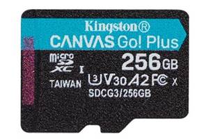 Карта памяти MicroSDXC 256GB UHS-I/U3 Class 10 Kingston Canvas Go! Plus R170/W90MB/s (SDCG3/256GBSP)