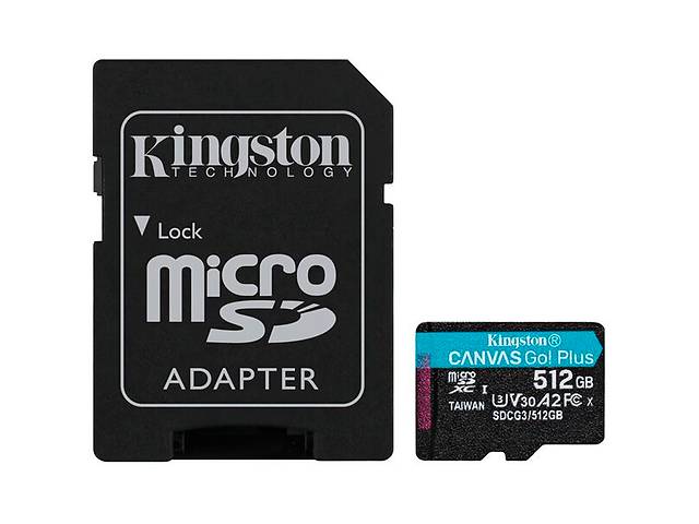 Карта пам'яті microSDXC 512Gb Kingston Canvas Go A2 V30 (UHS-1 U3) (R-170Mb/s) + Adapter SD