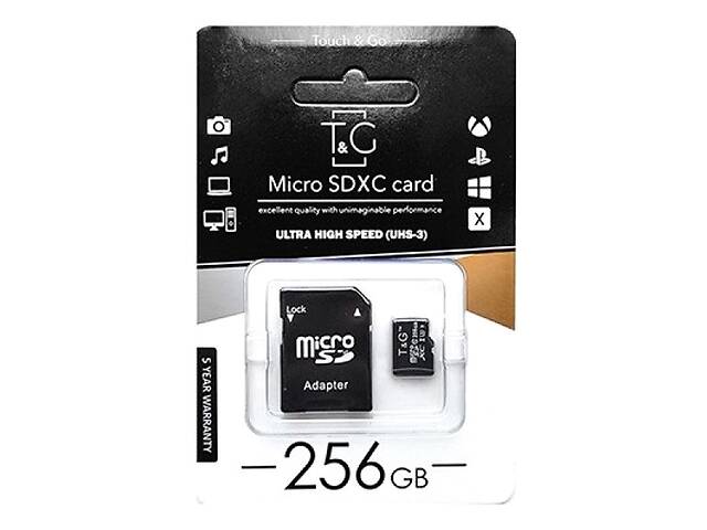 Карта памяти TG microSDXC (UHS-3) 256 GB class 10 (с адаптером) Черный 1162878