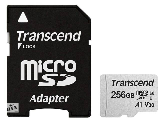 Карта памяти Transcend microSDXC 256GB UHS-I U3 (TS256GUSD300S-A) + SD адаптер (6473077)