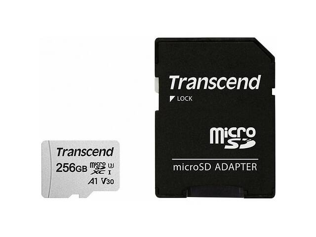 Карта памяти Transcend microSDXC 300S 256GB UHS-I U3 + SD-adapter (TS256GUSD300S-A) (Код товара:24423)