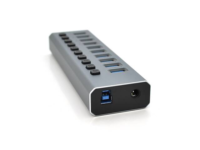 Хаб USB 3.0, 6 портов USB 3.0 + 4 порта QC3.0, с переключателями на каждый порт, DC12V4A, Black, BOX