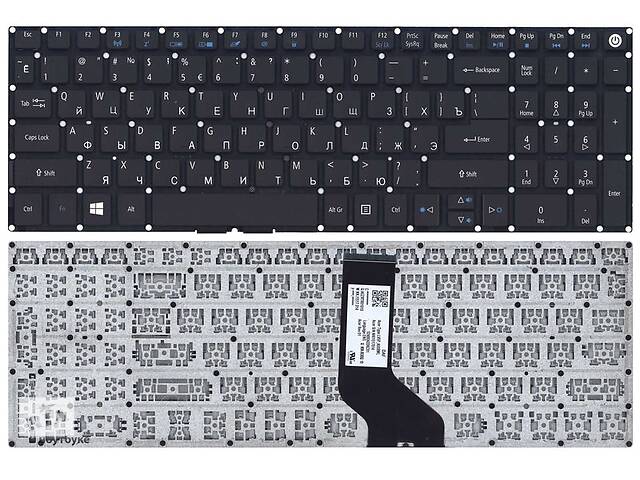 Клавиатура для ноутбука Acer Aspire E5-573 черная без рамки прямой Enter