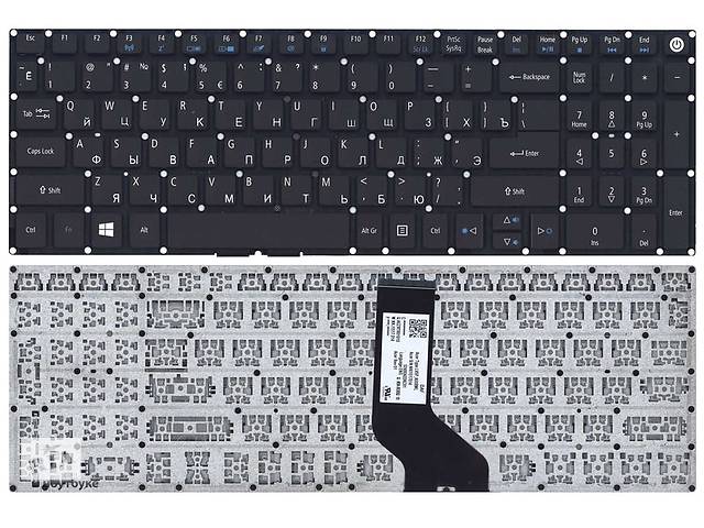 Клавиатура для ноутбука Acer Aspire E5-752G черная без рамки прямой Enter