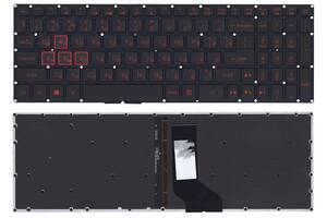 Клавіатура для ноутбука Acer Nitro 5 AN515-53 чорна без рамки підсвічування RED прямий Enter