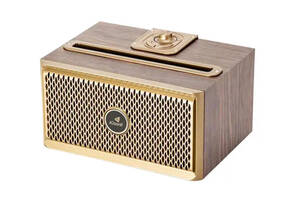 Колонка Kisonli G1 Bluetooth 5.0, 2х10W, 1500mAh, USB/TF/BT/FM/AUX, DC: 5V, Dark wood, BOX, Q24