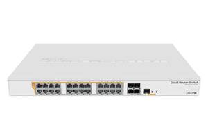 Комутатор MikroTik CRS328-24P-4S+RM (24x1G PoE+, 4xSFP+, 450W max, L3)