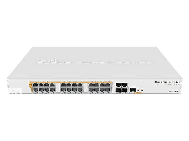 Коммутатор MikroTik CRS328-24P-4S+RM (24x1G PoE+, 4xSFP+, 450W max, L3)